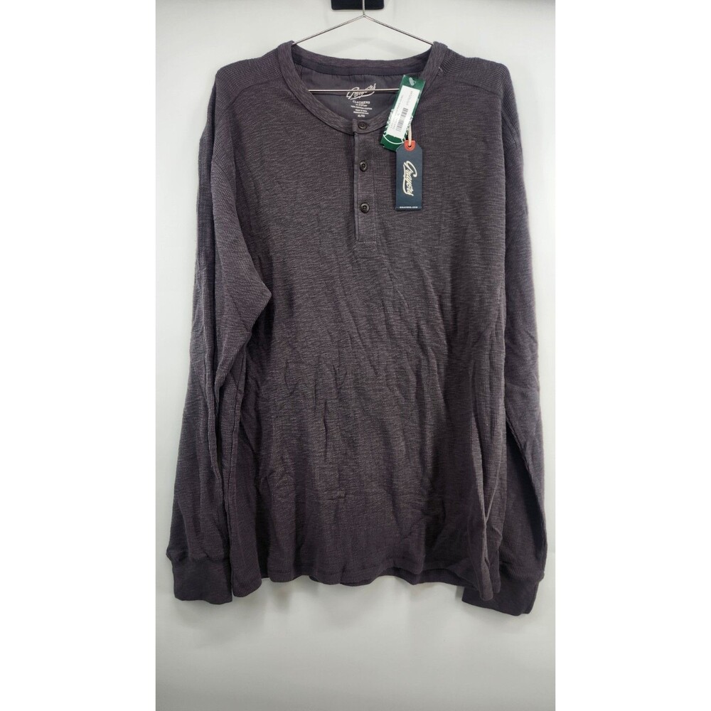 Grayers Mens Dark Grey XL Clint Long Sleeve Waffle Henley Shirt NWT